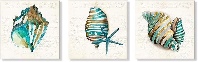 JAPO ART - Sea Lift Picture Abstract Artwork Aquarelle Color Blue Shells Gold by JAPOART