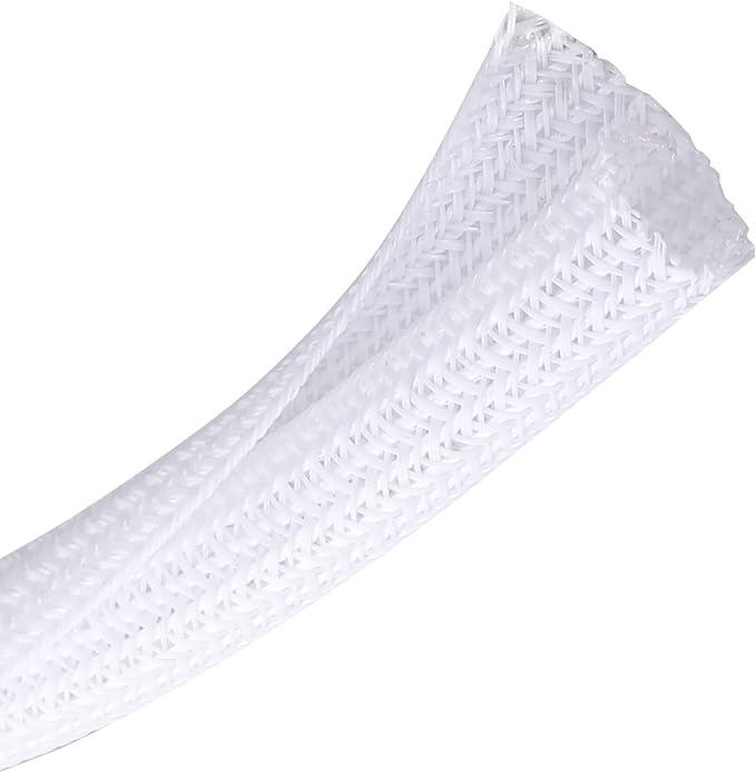 25ft - 1/2 inch Braided Cable Management Sleeve Cord Protector - Self-Wrapping by CrocSee