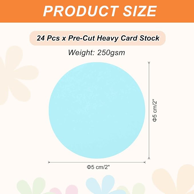 MECCANIXITY 24 Pcs Circle Card Stock, 2 Inch Round Cutouts Paper Thick - Image 2