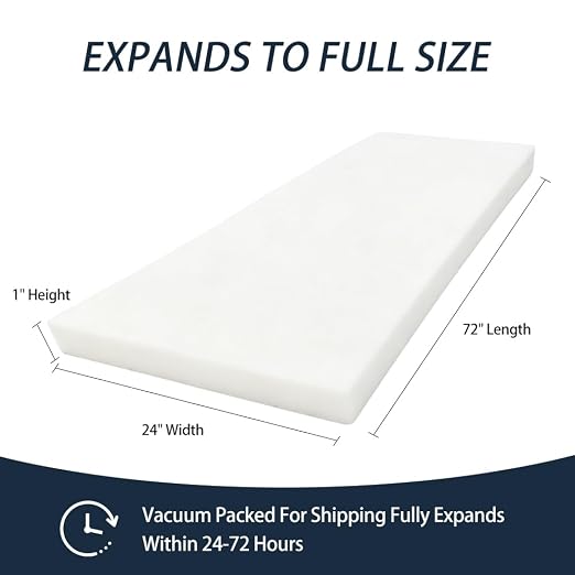 Welacer Upholstery Foam Pad, 0.9x24x72in Soft Cushion Replacement | Perfect - Image 3