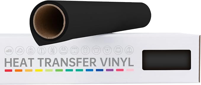 VinylRus Heat Transfer Vinyl-12” x 6ft Black Iron on Vinyl Roll by VinylRus