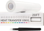 VinylRus Heat Transfer Vinyl-12” x 20ft White Iron on Vinyl Roll by VinylRus
