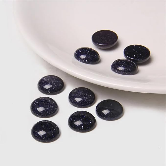 20pcs 10mm Natural Stone No Hole Blue Sandstone Semicircle Smooth Cabochons - Image 3