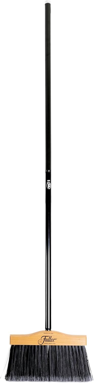 10” Upright Broom with 2 Piece Black Steel Threaded Handle