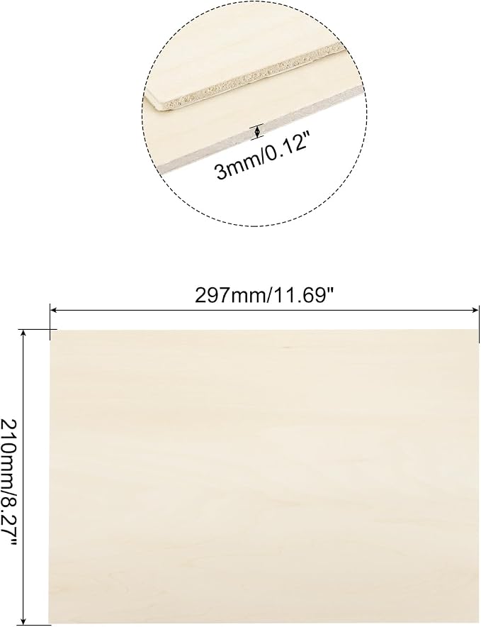 MECCANIXITY 3pcs Basswood Sheets 8 x 11.7 x 1/8 Inch Unfinished Wood Boards - Image 2
