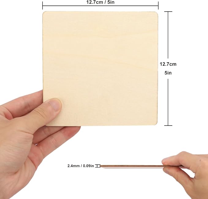 150 PCS Wooden Squares for Crafts, 5 x 5 Inch Unfinished Wood Pieces for Crafts - Image 2