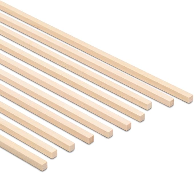 DIY Wooden Square Dowel Rod 1/4-inch x 18 Pack of 25 Hobby Wood Sticks by Woodpeckers