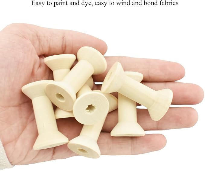 HAHIYO 1.6Inch/4cm 7PCs Natural Wood Unfinished Wooden Empty Thread Spool - Image 6
