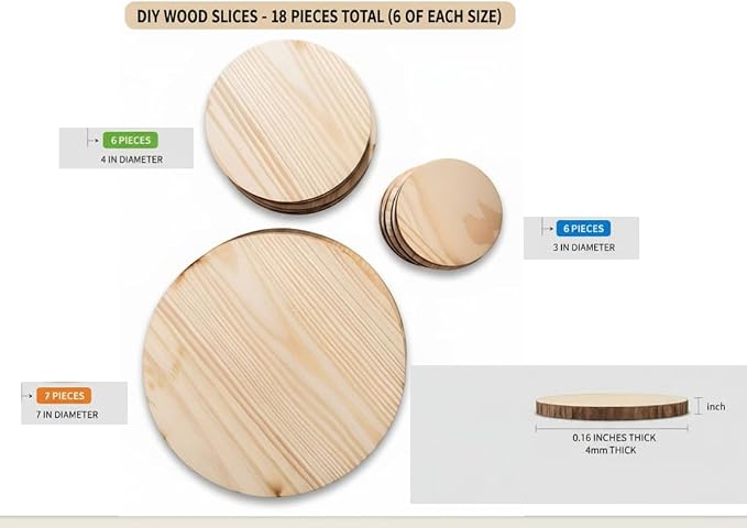 18-Piece Unfinished Wood Slice Set - Image 4