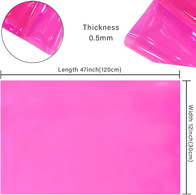 HYANG Pink Transparent PVC Super Clear Holographic Vinyl Faux Leather Sheets 1 - Image 4