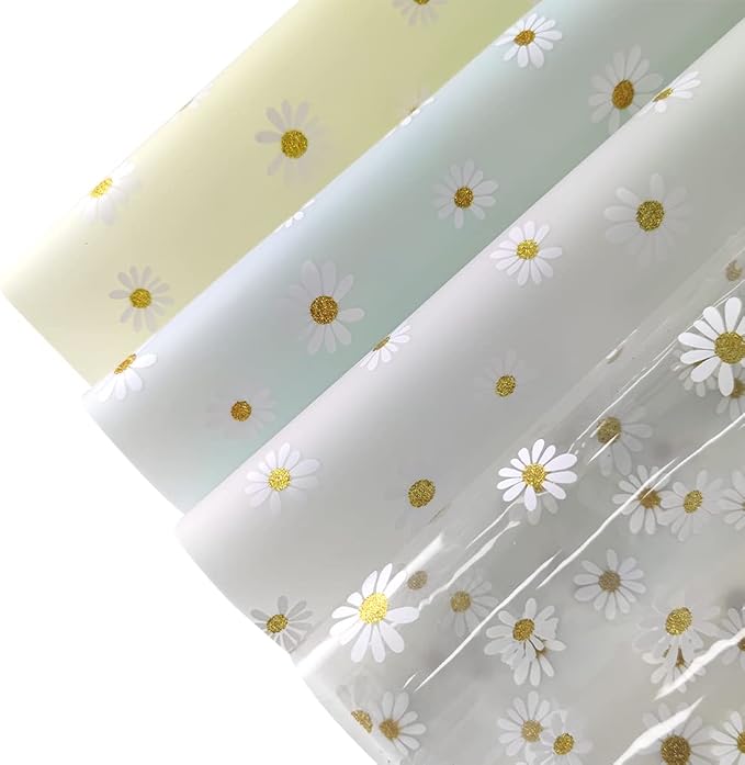 XHT 8 Pcs Daisy Jelly Vinyl, 21cmx30cm Waterproof Transluscent Glitter Flower - Image 3
