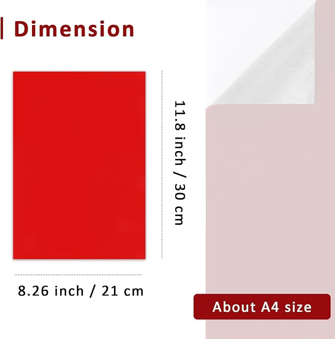 Caydo 12 Pieces Red Self Adhesive Felt Sheets, Adhesive Felt Sheet A4 Size | - Image 2