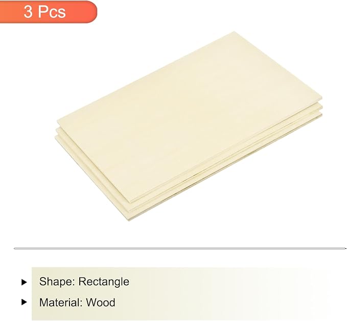 MECCANIXITY 3pcs Basswood Sheets 12 x 8 x 3/16 Inch Unfinished Wood Boards - Image 3