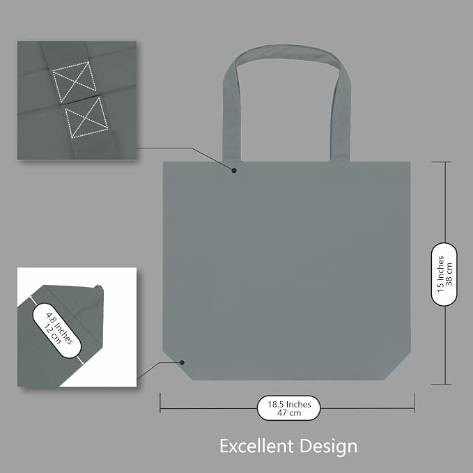 TOPDesign 1-Pack Super Strong Large 12oz Cotton Canvas Tote Bag, Reusable - Image 5