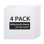 PYD Life 4 Pack Sublimation Acrylic Blanks Sheets 12", 1/6" Thick 4 mm | White by PYDLife