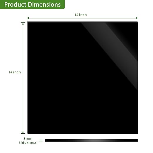 Black Acrylic Sheet 14 x 14 x 1/8 inch Thick 3mm Opaque Plexiglass Sheet - Image 2