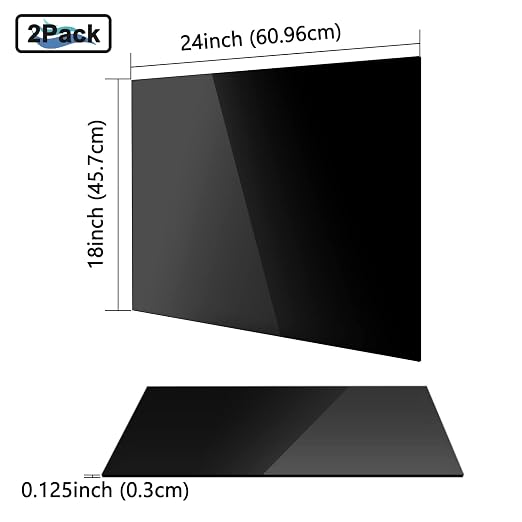 Black Acrylic Sheet 18" x 24" x 1/8", 2 Pack Black Cast Acrylic Sheets Glass - Image 2