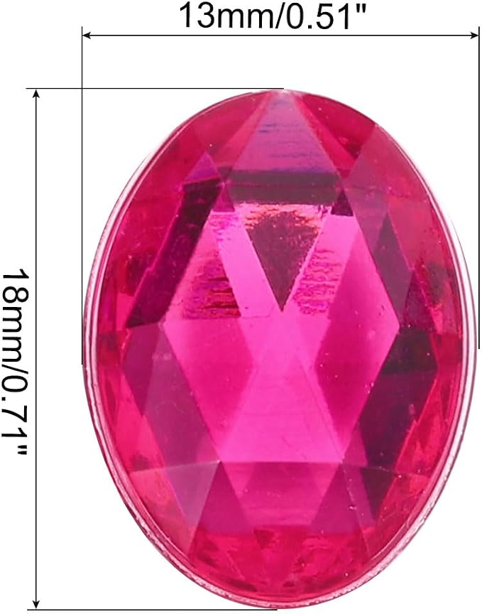 MECCANIXITY 50Pcs Acrylic Oval Gems 13x18 mm Flat Back Artificial Rhinestones - Image 2