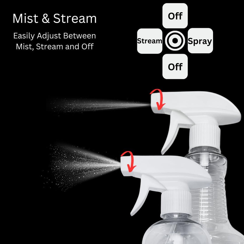 4-Pack White Trigger Sprayers - Heavy Duty Dual Misting and Stream Spray Bottle. Perfect Sprayer Head Replacement for 8oz,16oz, or 32oz Spray Bottles for Home, Kitchen, Garden and Office