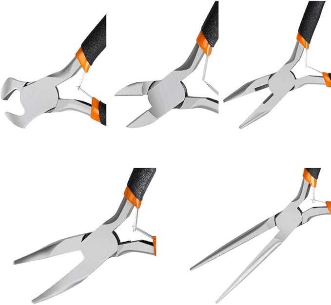 SOONAN 5 Pieces Mini Pliers, Long Lasting Tool Set Cable Cutters – Long Needle - Image 2