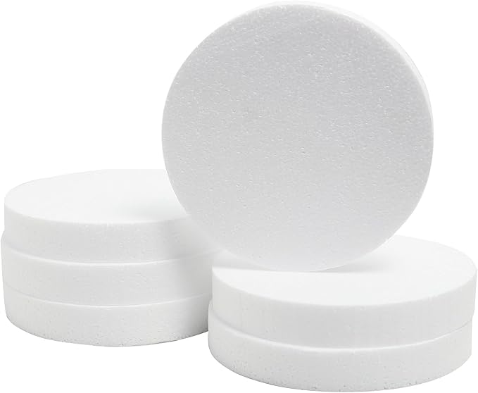 4 Inch 6 Pack Foam Circles for Crafts, Polystyrene Foam Discs for DIY Projects by FFchuanhe