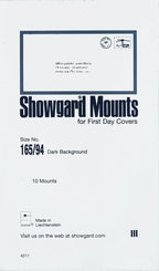 Pre-cut Black Stamp Mounts Size 165/94 by Showgard