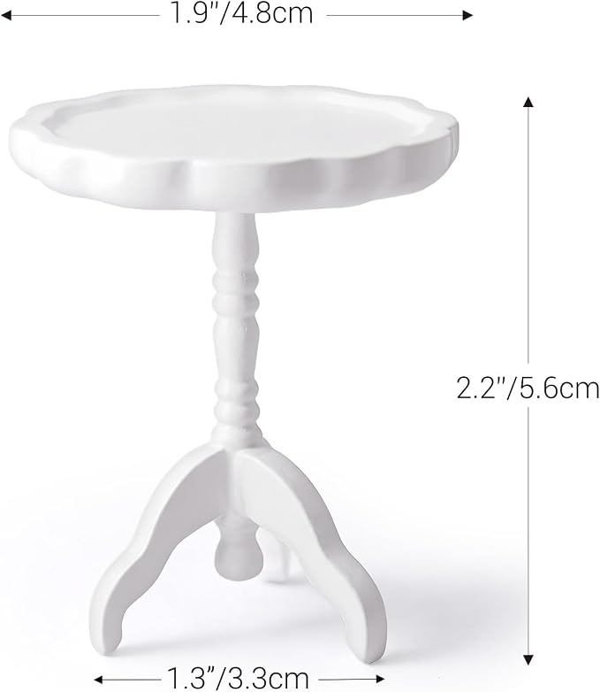 1:12 Scale Miniature End Table Wooden Round Side Table Dollhouse Furniture - Image 2