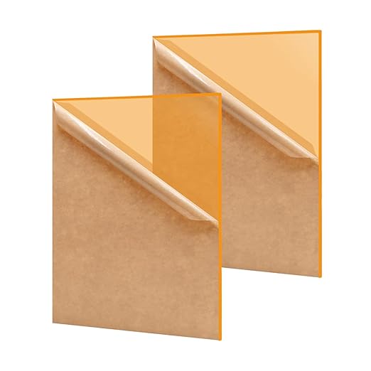 2 Pack 8'' x 12'' Translucent Orange Acrylic Sheet, 3mm Thick Acrylic by Unknown