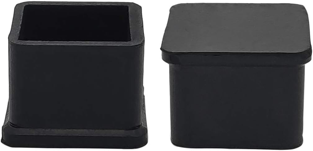 Flyshop 20PCS Non-Slip Rubber Leg Tips Floor Protectors Square Chair Leg Caps, 30mm x 30mm, 1-3/16" x 1-3/16", Black