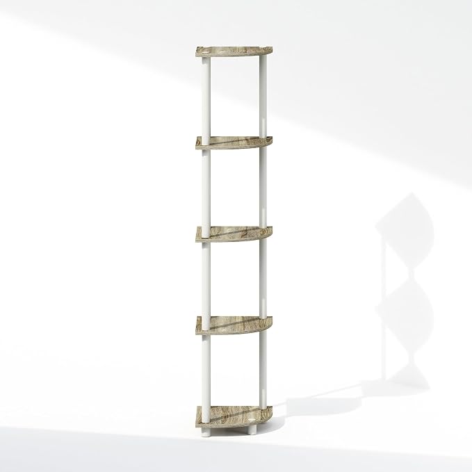 Furinno Turn-N-Tube Storage Shelves, 5-Tier Book Shelf, Corner Shelf, Toolless - Image 6