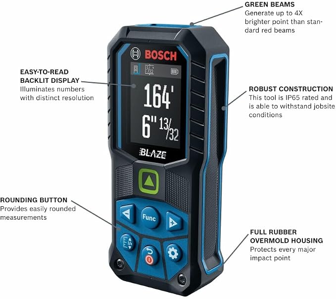 BOSCH GLM165-25G Blaze™ Green-Beam 165 Ft. Laser Measure, Laser Distance - Image 2
