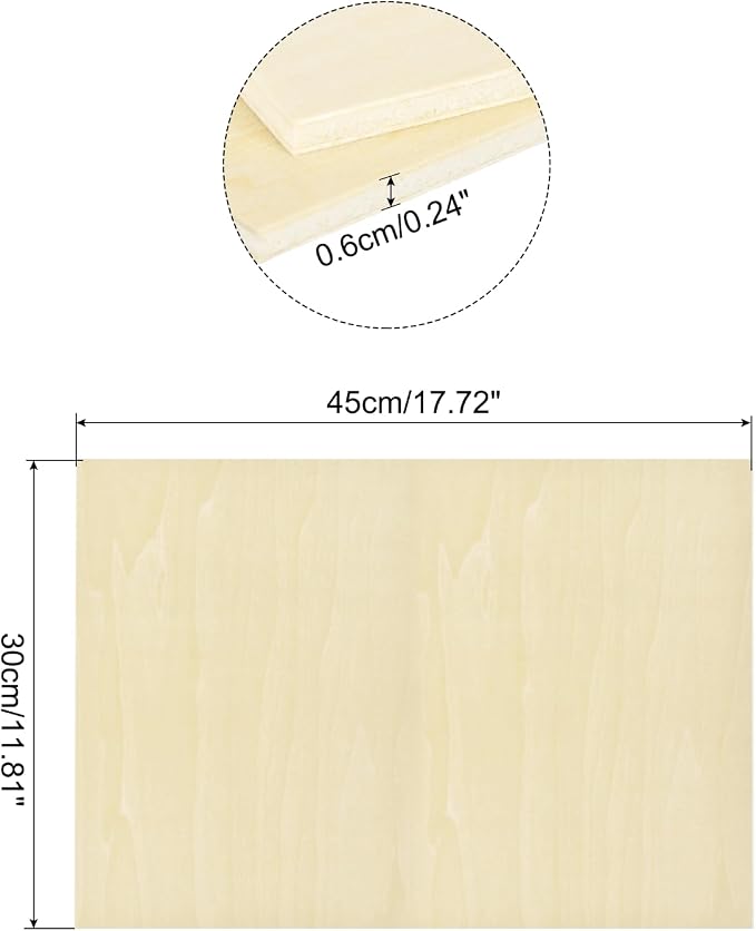 MECCANIXITY 3pcs Basswood Sheets 18 x 12 x 1/4 Inch Unfinished Wood Boards - Image 2