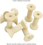 HAHIYO 1.6Inch/4cm 7PCs Natural Wood Unfinished Wooden Empty Thread Spool - Image 3