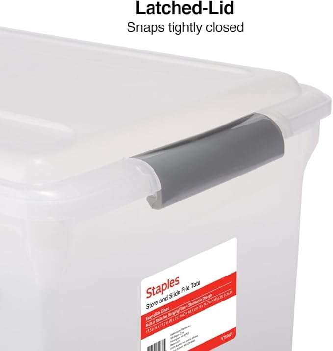 STAPLES Store & Slide Plastic File Box Latching, Letter/Legal Size - Image 7