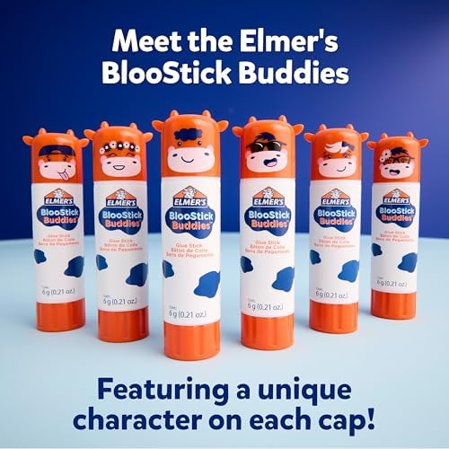Elmer's BlooStick Buddies Glue Sticks, Disappearing Blue Glue Stick, Anti-Roll - Image 2