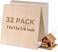 32Pack Basswood Sheets for Craft, 12×12×1/8 Inches Thick Plywood Sheet by JQK