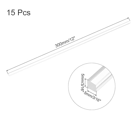 MECCANIXITY 15pcs Acrylic Square Rods 3/16" x 12" Clear Acrylic Dowel Rods - Image 2