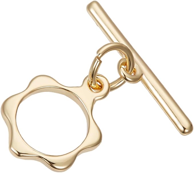 Beebeecraft 1 Box 10Pcs Toggle Clasps T-bar Closure Connectors Real 18K Gold by Beebeecraft