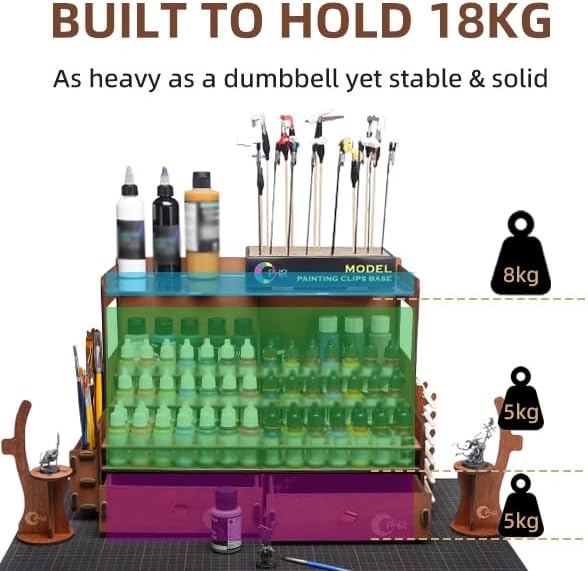 OPHIR Paint Organizer, Wooden 104 Holes Paint Holder - Image 5