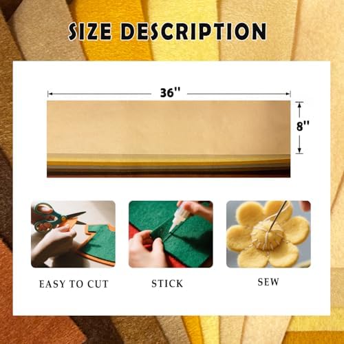 Brown 8 Assorted Soft Felt Sheets Fabric, Each 8'' x 36'' 1.6mm Thick | Long - Image 3