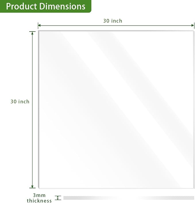 Lesnlok 30 x 30 Acrylic Sheet 1/8 Thick 3mm 2 Pieces Plexiglass Sheet, - Image 2