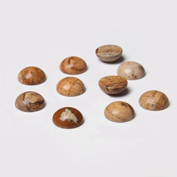20pcs 4mm Natural Stone No Hole Brown Picture Semicircle Smooth Cabochons Beads - Image 2