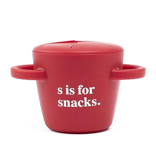 Bella Tunno Snack Cups for Toddlers, Silicone Spill Proof Food Container with Lid, Babies & Kids 6-12 Months, S is for Snacks