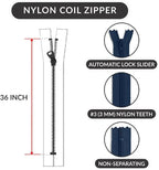 Navy Nylon Coil Zipper 36 Inch – Non Separating Sewing Zipper - Image 2