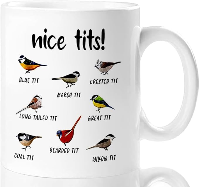 Jigfoxy Nice Tits Bird Mug, Funny Birds Coffee Mugs, Gifts by Jigfoxy