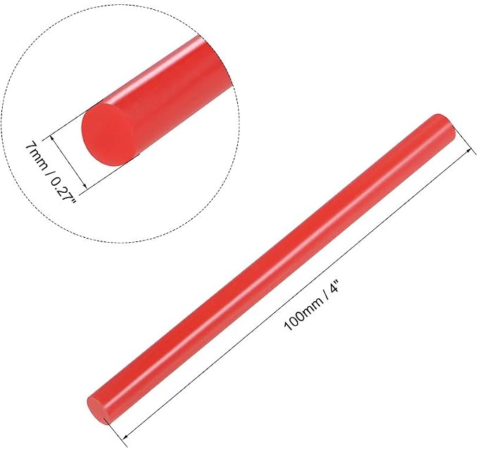 uxcell Mini Hot Glue Sticks for Glue Gun 7mm x 100mm Red 12pcs - Image 2