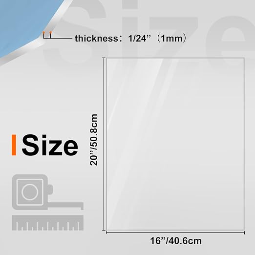 KINLINK 16x20 Plexiglass Sheets 1/24 inch Thick, 1mm Clear PET Plastic Sheet - Image 2