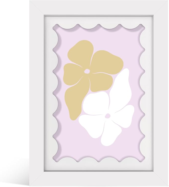 5x7 Picture Frame with Real Glass, Wooden cute 5 x 7 Photo Frame with Wavy Mat by THKRLOF