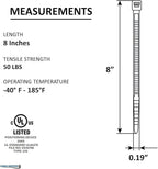 Kable Kontrol Yellow Zip Ties 8 Inch 100 Pcs, 50 Lbs Tensile Strength, - Image 2