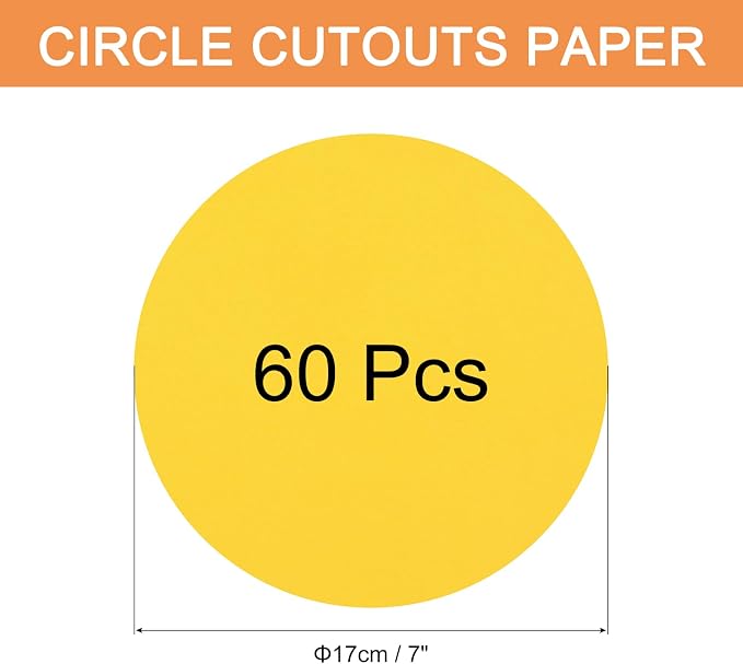 MECCANIXITY 60 PCS Golden Yellow Color Circle Cutouts Paper 7 Inch Round Card - Image 2